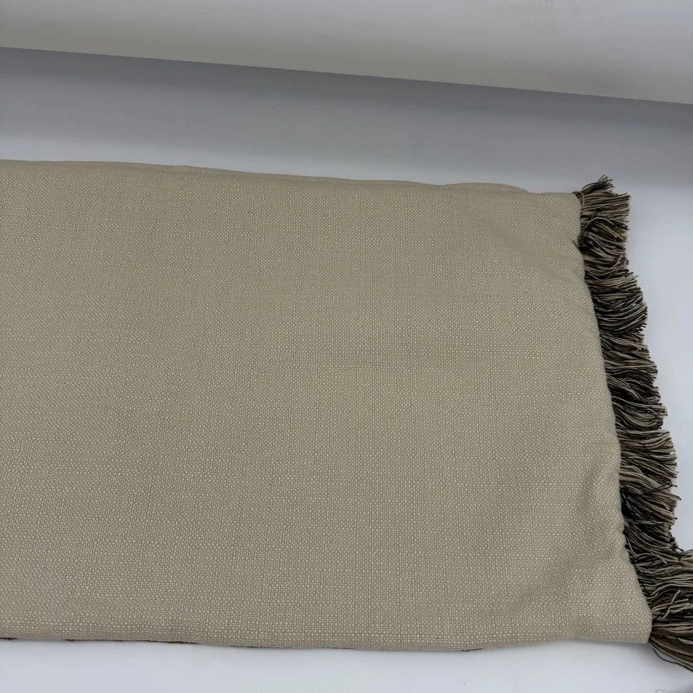 Eastern Accents Aiden Lumbar Pillow Case Brown Faux Leather With Buckle Fringe